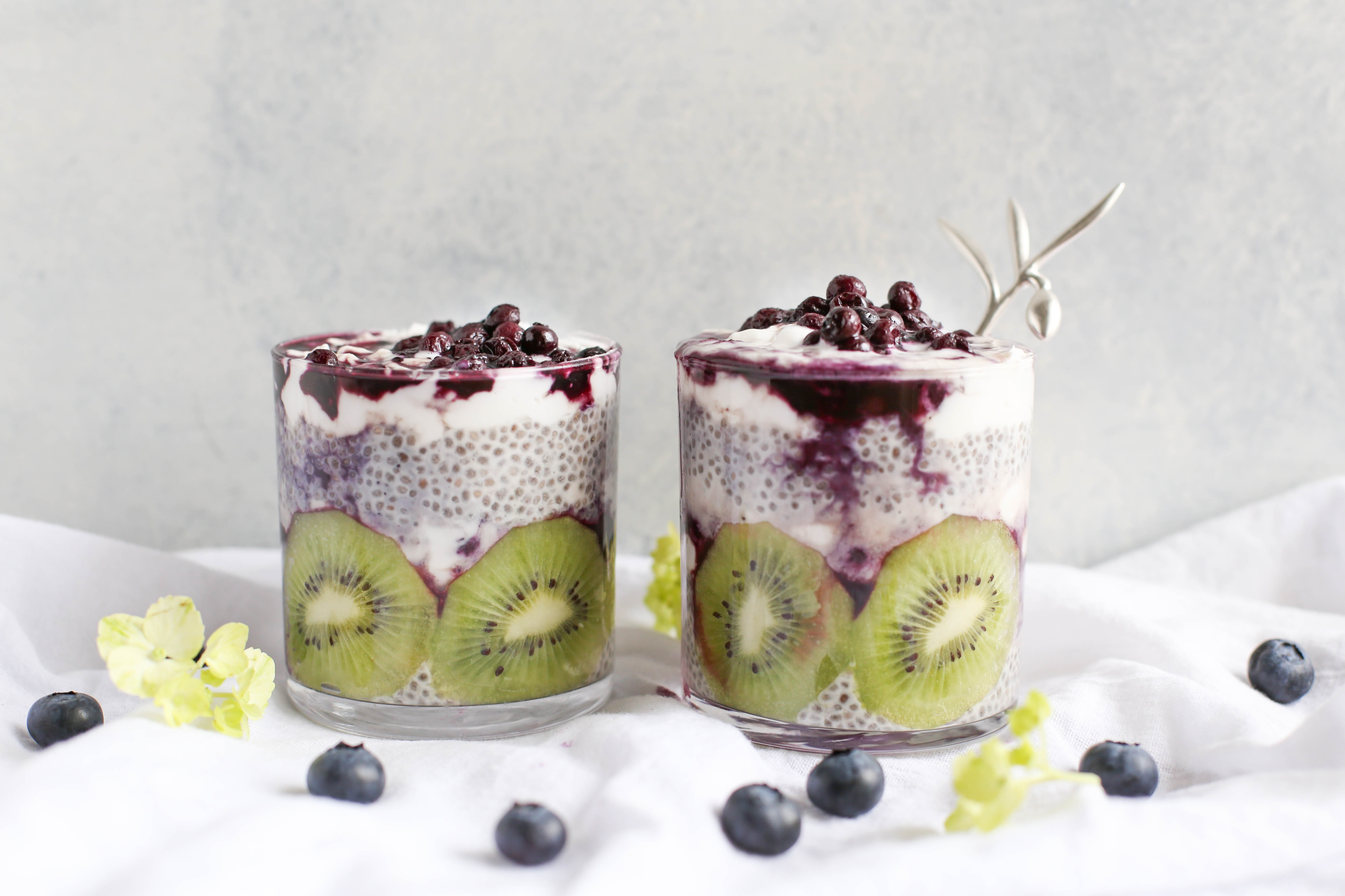 Ein kalziumreiches Dessert: Chiapudding mit Soja-Joghurt und Früchten Chiapudding mit Soja-Joghurt und Früchten