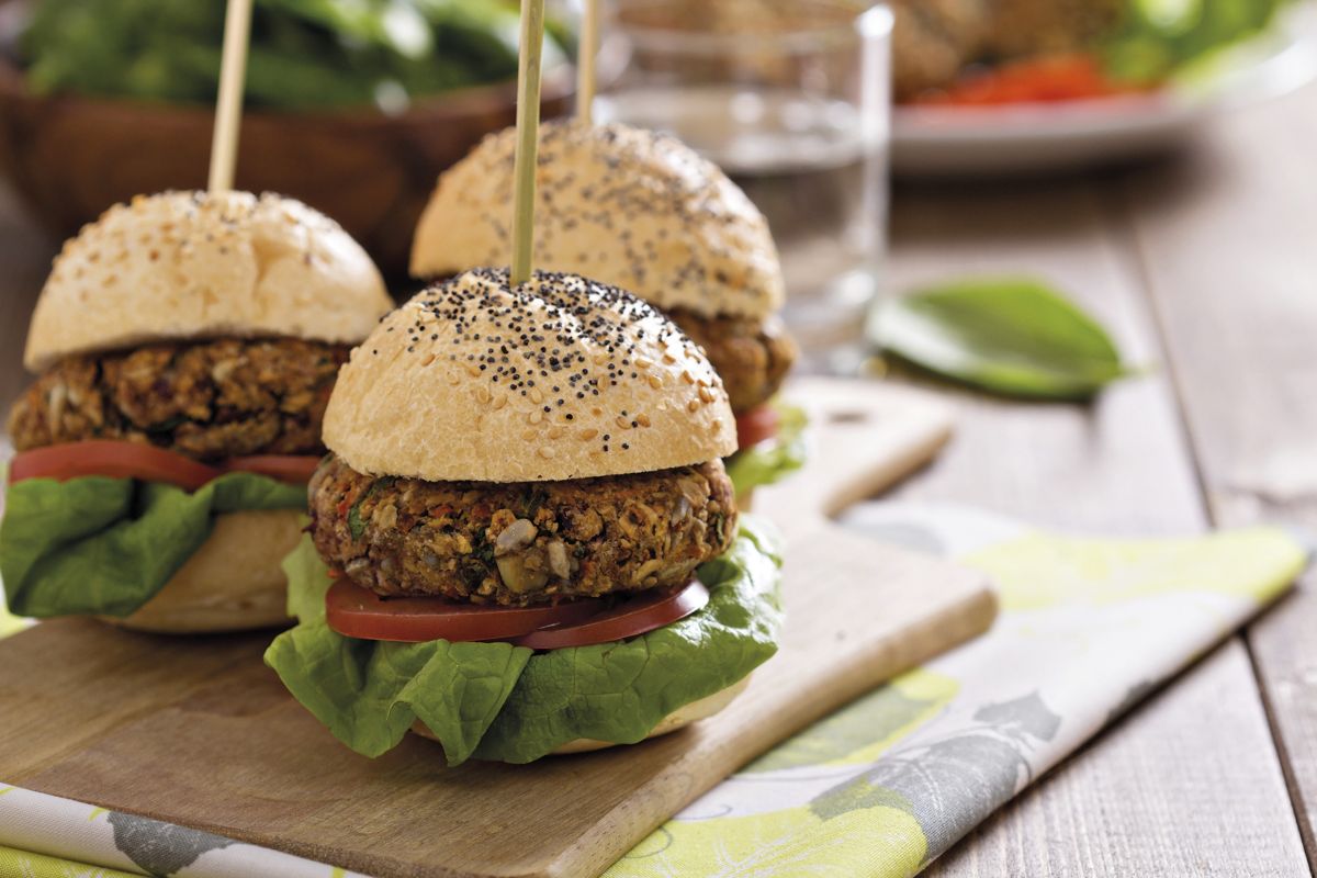 drei Veggie-Burger