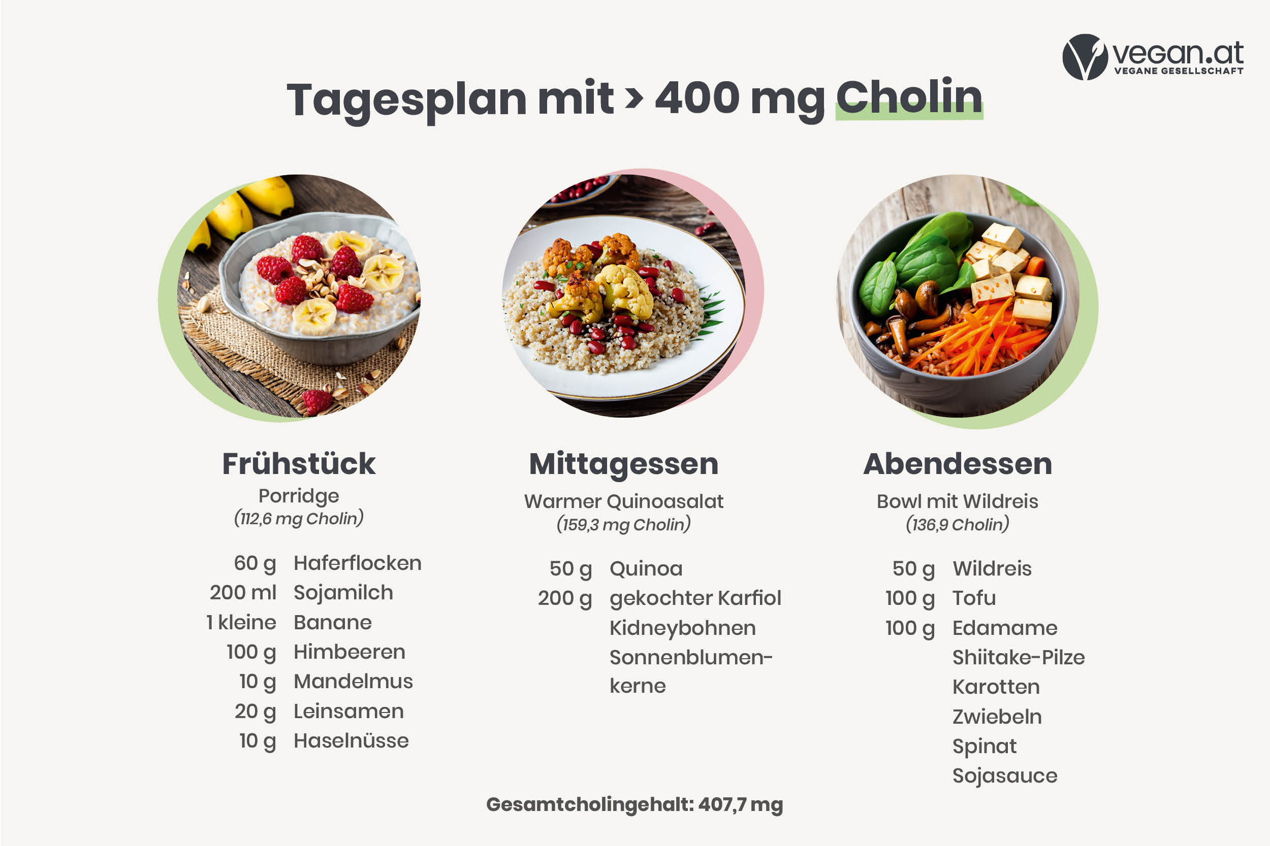 Tagesplan mit > 400 mg Cholin