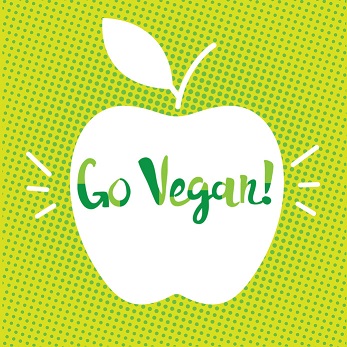 Popart Apfel mit Text Go Vegan